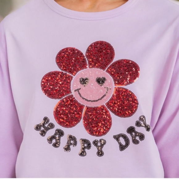 PEACH LOVE CALIFORNIA Sequin accent oversized crop top Sz M L - Picture 5 of 7